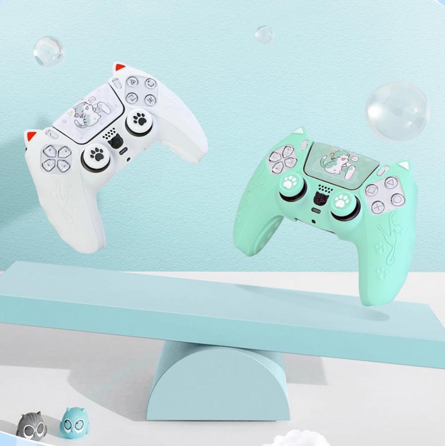 Милый кот Силиконовый Мягкий Защитный Стикер Skin Для Sony Playstation Dualsense 5 PS5 Чехол Контроллера Колпачок Накладка на Стикер