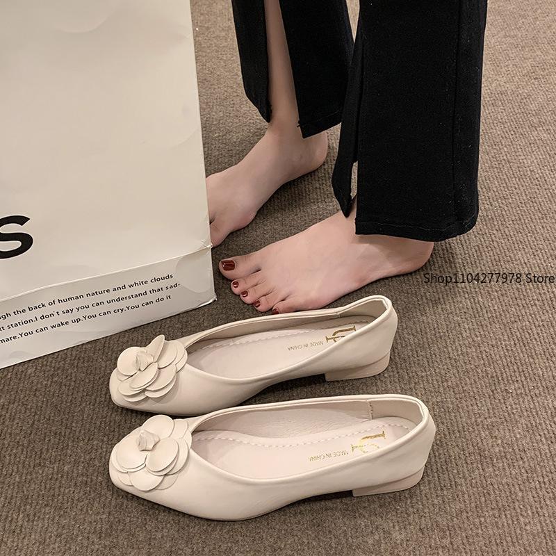 Модная женская одинарная обувь летняя низкий каблук квадратный носок цветок мелкий вырез оксфорды повседневные удобные мягкая подошва обувь для работы