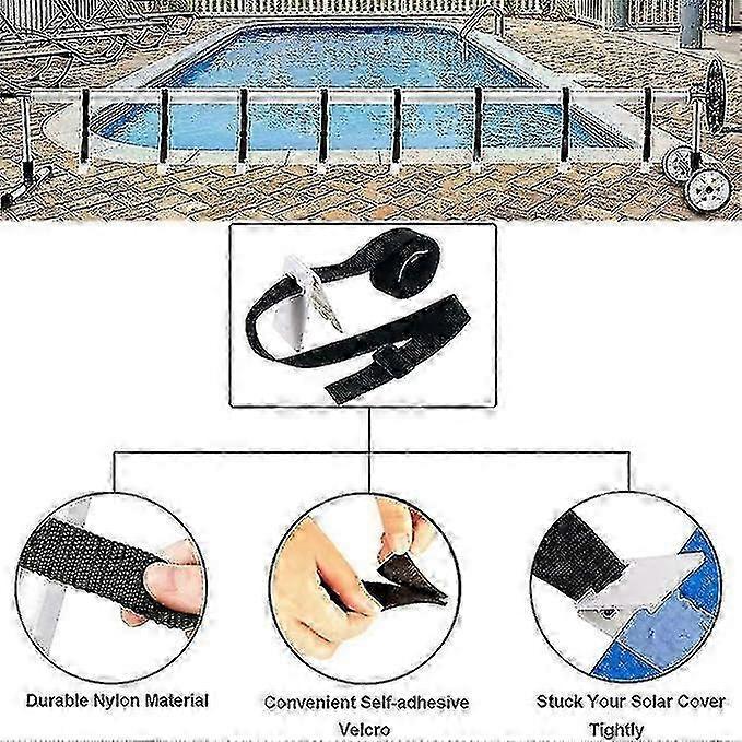 Universal Swimming Pool Cover Roll Attachment Straps Kit Swimming Belt for Outdoor Equipment - RIpj