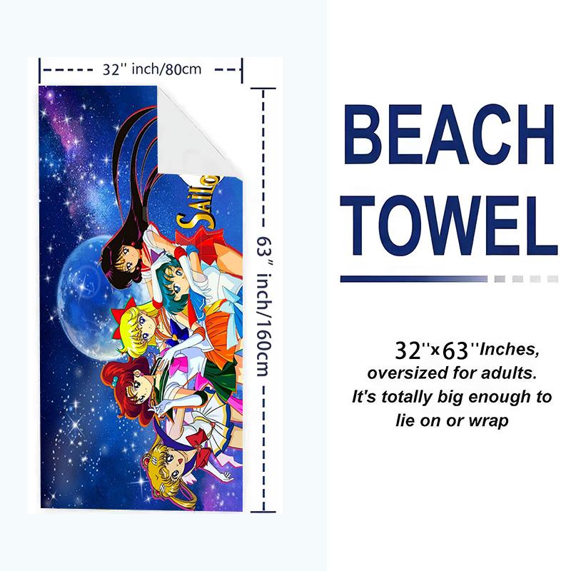 Magic Sailor Girl Print Beach Towel, Large Soft Quick Dry Towel for Beach Camping Swimming