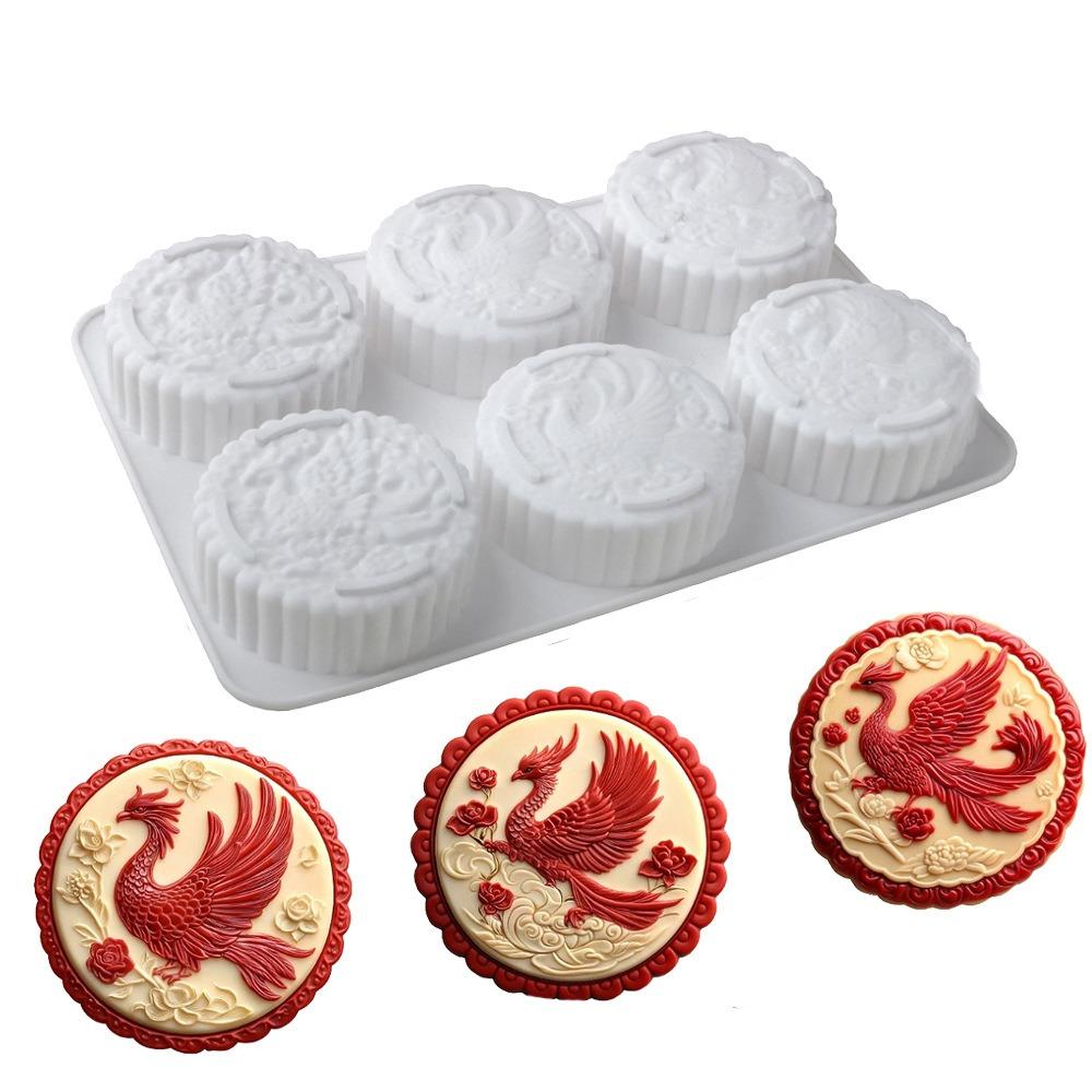 Silicone Auspicious Clouds Mooncake Mold 6 Cavities Mung Bean Cake Mold Soap Mold Kitchen