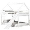 Baby Cot Stable Base Bunk Bed with Ladder Slide Falling Protection House Strong Load Children Family Bearing Double Solid Structure Wood Frame