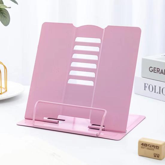 Металлическая подставка для книг, регулируемая по углу наклона, устойчивая поддержка, экономит место, предотвращает боль в шее, складная эргономичная подставка для планшета