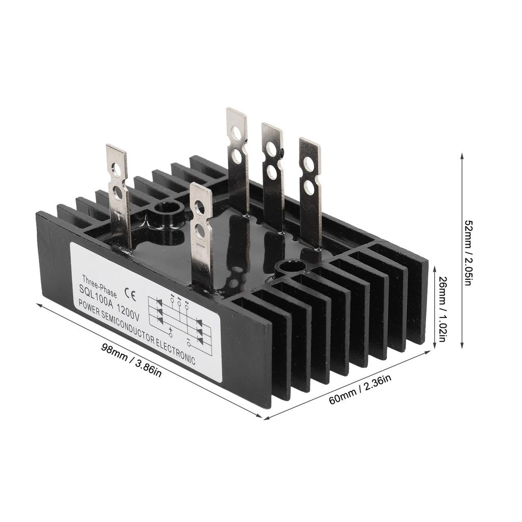 High Power Rectifier Diode Bridge Voltage Regulator 3 Phase 100A 1200V Module with Heatsink
