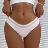 Sexy Women's Cotton Thong Low-Waist Lace Trim G-String Soft Breathable Snug-Fit Panties