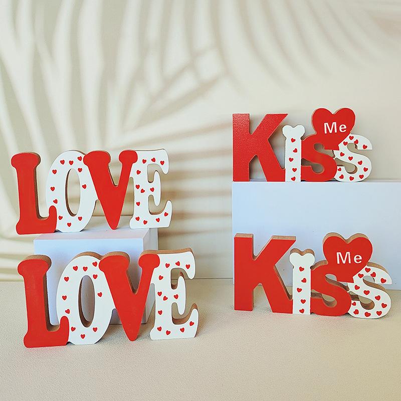Подарок ко Дню святого Валентина Атмосфера Алфавит Доска Декоративная в форме сердца Домашняя вечеринка Деревянное украшение Поделки Романтические украшения