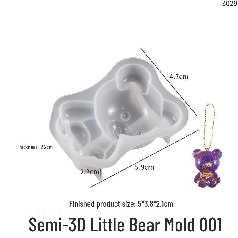 Poppy Drop Resin Mirror Little Bear, Rabbit, Mouse Silicone Mold for DIY Keychain Pendant
