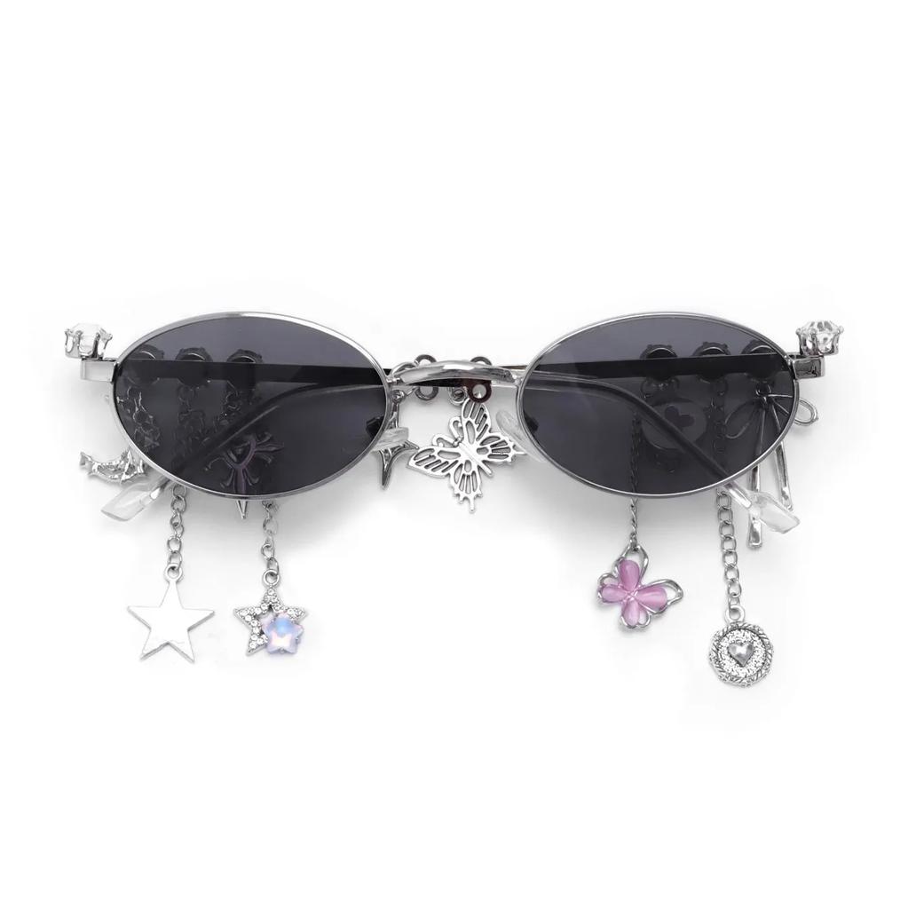 Модные Милые Крутые Острые Очки для Девушек Sakura Fashion Star Бриллиантовые Маленькая Оправа Эллиптические Очки для Женщин Очки