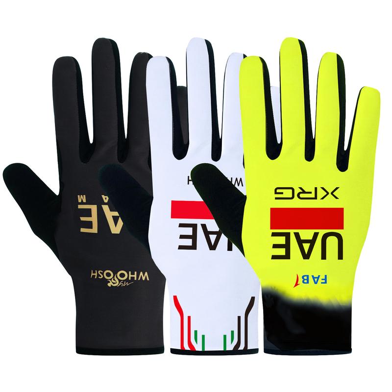 Fluor Yellow 2026 UAE Sports Cycling Gloves Full Finger Men Road Bike Gloves Running Fitness Warmth Gym Riding Bicycle Gloves
