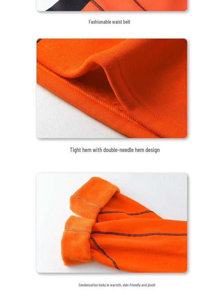 Мужской комплект термобелья из хлопка - круглый вырез, плюшевая подкладка, удобный зимний базовый слой сверху и снизу.