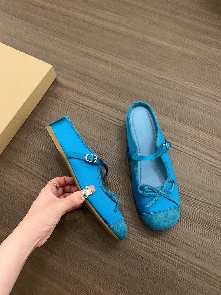 Внутренняя высота увеличивается небольшой ароматный ветровой мешок голова полутапочки женская обувь носить 2024 новые летние балетки Мэри Джейн одиночные туфли