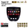 Автомобильный мультимедийный плеер Android 2 Din для Peugeot 107 Toyota Aygo Citroen C1 2005-2014, головное устройство, стерео GPS-навигация, BT, WIFI, 1 + 16 ГБ