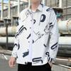 Spring and Autumn Unisex Style Graffiti Long-Sleeved Shirt Casual Shirt Loose Top Men's Fashion Shirt