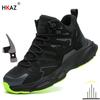 Steel Toe Cap Shoes For Men Mesh Work Boots Breathable Puncture-Proof Safety Shoes Protective Working Shoes Security Sneakers