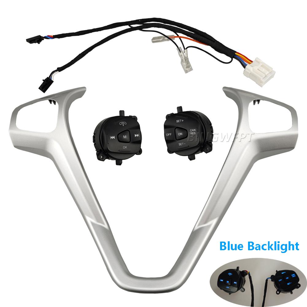 Multi-Function Steering Wheel Audio Cruise Control Switch Kit For Ford Fiesta MK7 MK8 Ecosport 2013-2015 Wth Backlight Button