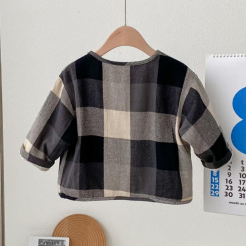 Весна и осень Новая детская куртка в клетку в стиле ретро