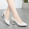 Fashion Women Fashion Black Pu Leather Spring Slip On Square Heel Pumps Lady Casual Office Shoes French Retro Shallow Mouth Temperament