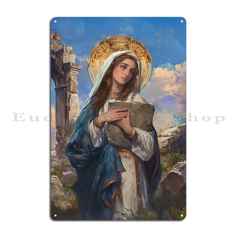Жрица Карло Дольчи Святая Святая Мария Магдалина Картина Христианское Искусство Святая Иулиания Никомидийская Металлический Дизайн Жестяная Табличка Постер