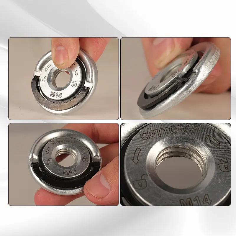 Upgraded M14 Carbon Steel Quick-Lock Nut for Angle Grinder: Universal Quick-Release Pressure Plate for Easy Installation and Disassembly.