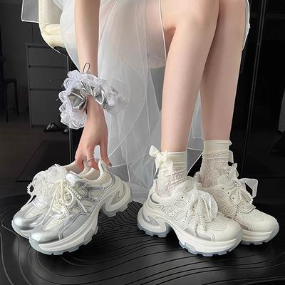 Версия из коровьей кожи~ Маленькие кожаные кроссовки на платформе для папы женские 2025 весна новая спортивная универсальная повседневная обувь