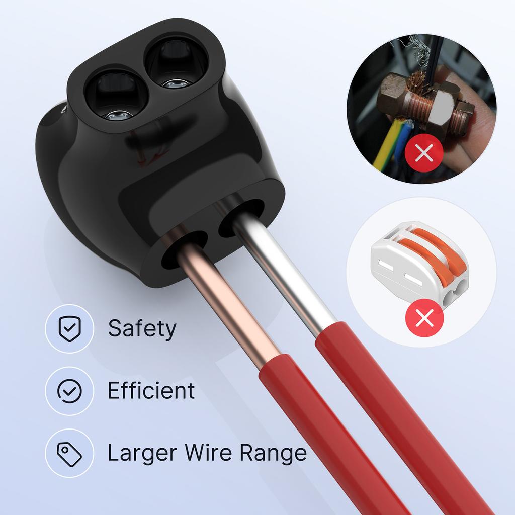 3Pcs Easy Insulated Multiple Cable Connectors Single Entry Splices Electrical Terminals for 2 14AWG Wire Ranges