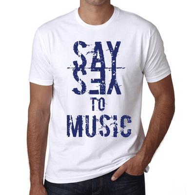 Мужская винтажная футболка с графическим принтом Say Yes to Music, белая