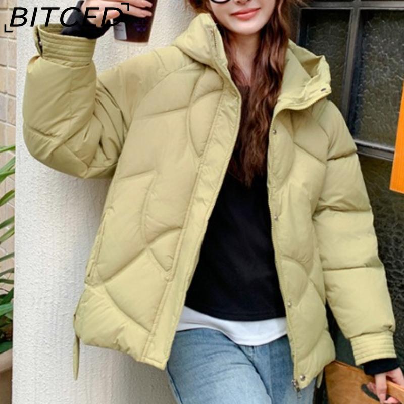 BITCED Loose-Fit Women's Winter New Arrival Short Casual Hooded Oversized Cotton Coat, Cotton Jacket, Padded Jacket