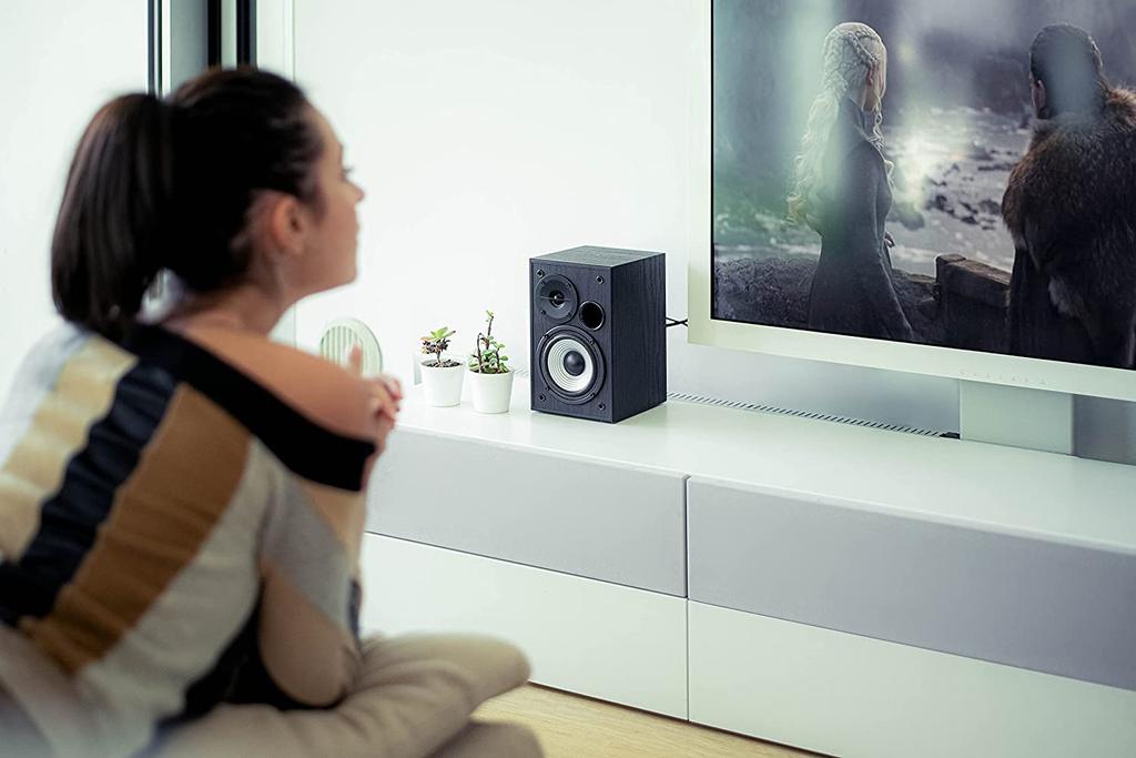 Активная полочная акустическая система Edifier R980T, 2 входа RCA с подключением AUX 24 RMS, усилитель, твитер и сабвуфер, черная система, кабель, встроенный 2,0 - 0,5"