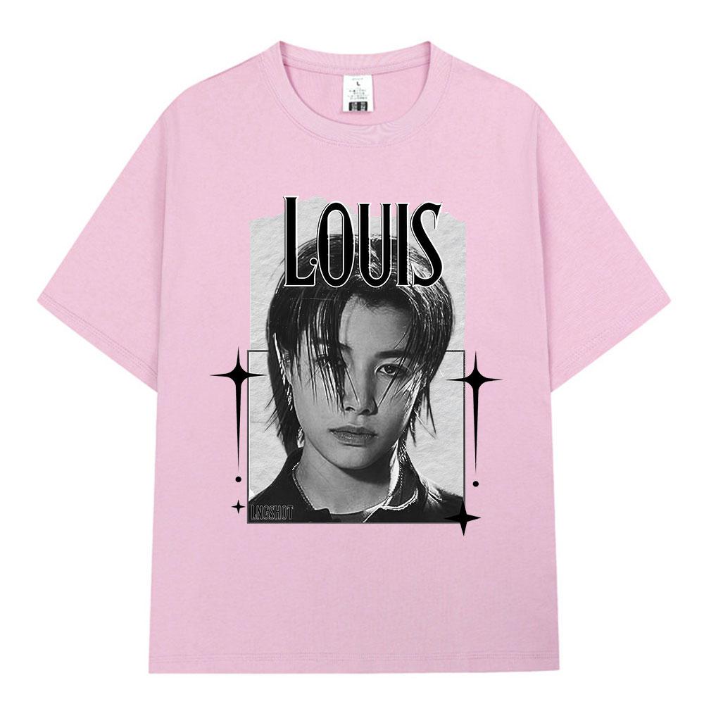 Корейская K-pop Хип-хоп Группа Lngshot LOUIS Футболка Унисекс Женская Одежда Мода Оверсайз Хлопок Повседневная С коротким рукавом Топы Подарки для Фанатов