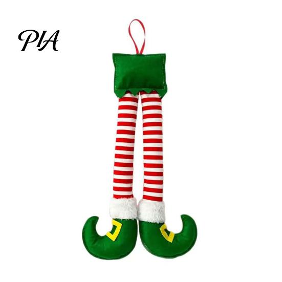 Christmas Ornament for Women Elf Legs, Santa Legs Hanging Ornaments, Plush Stuffed Xmas Car Pendant, Cute Door Handle Charm Fun Holiday Decor Mirror,
