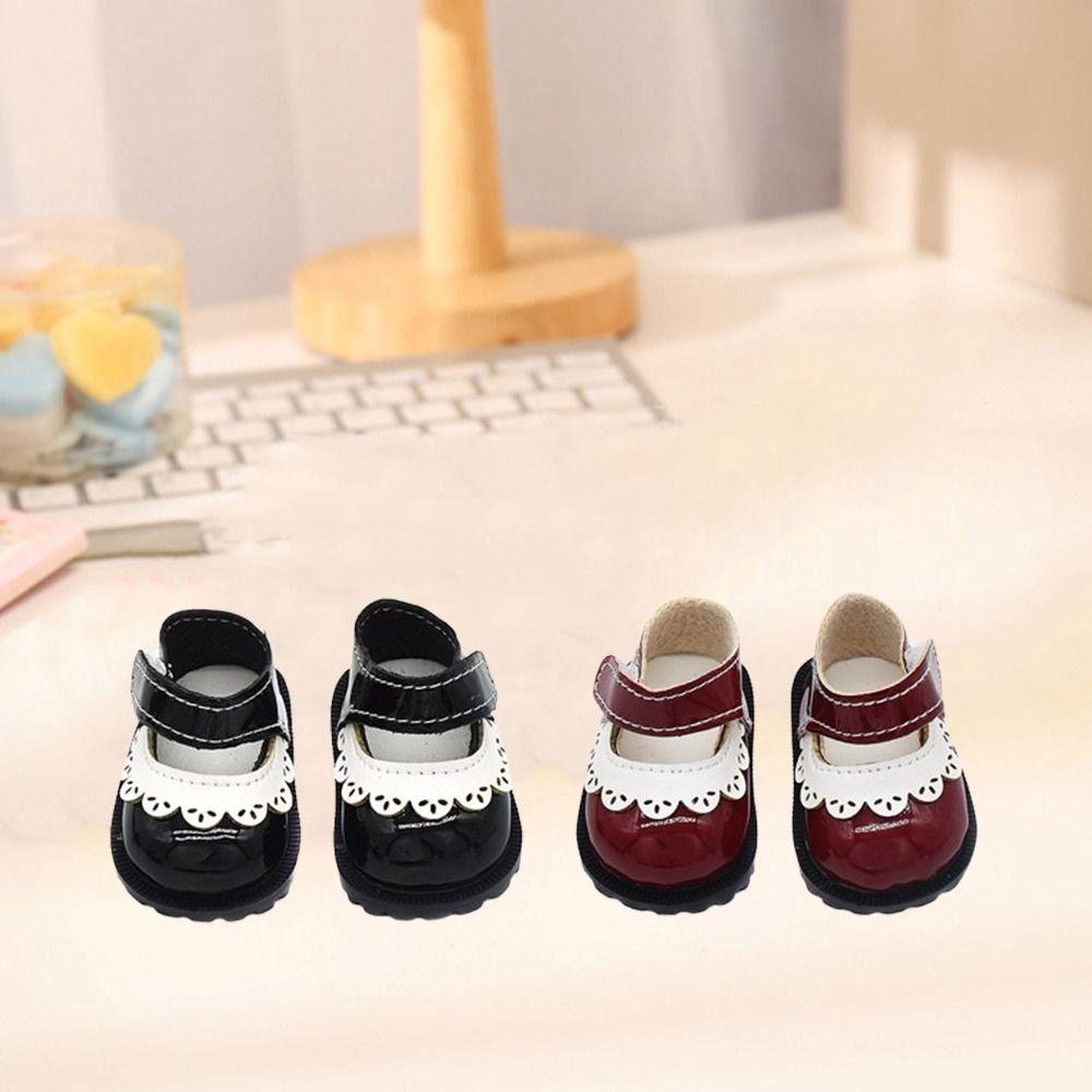 1 pair Mini Doll Finger Shoes PU Doll Leather Shoes Doll Accessories Lace Mini Boots Cotton Doll