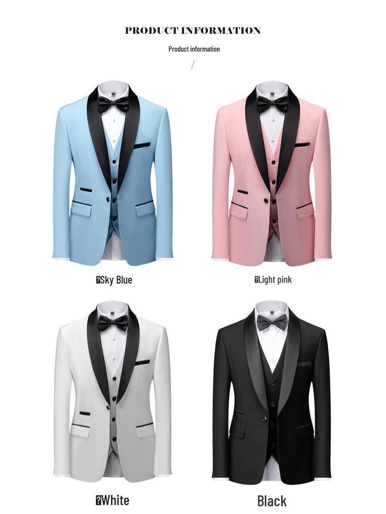 2023 Men's Shawl Collar Tuxedo Three-Piece Suit: Perfect for Grooms, Groomsmen, or Hosting