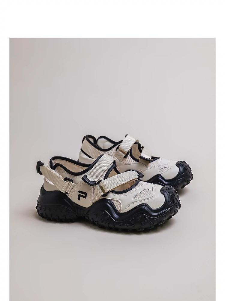 Цена распродажи (не подлежит возврату и обмену) Туфли Мэри Джейн уродливые милые женские 2025 новые на толстой подошве с вырезами дышащие спортивные сандалии