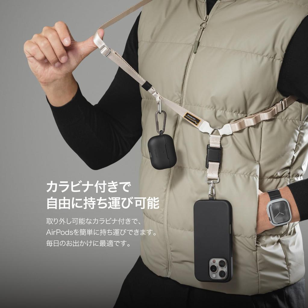 AirPods 4 Carabiner Included Wireless Charging Compatible AirPods Case Airpots 4 4th Generation Case SKIN Black [MagEasy] Case, Shockproof,