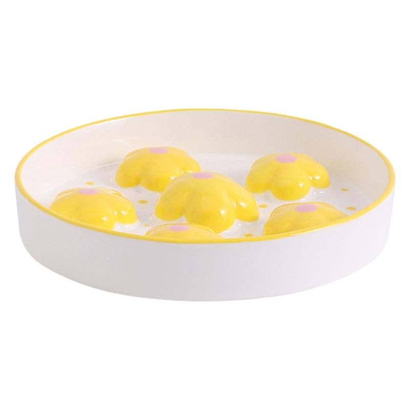 Миска для медленного поедания кошек, нарисованная вручную, с цветочным рисунком, пропагандирует безопасное кормление, дропшиппинг