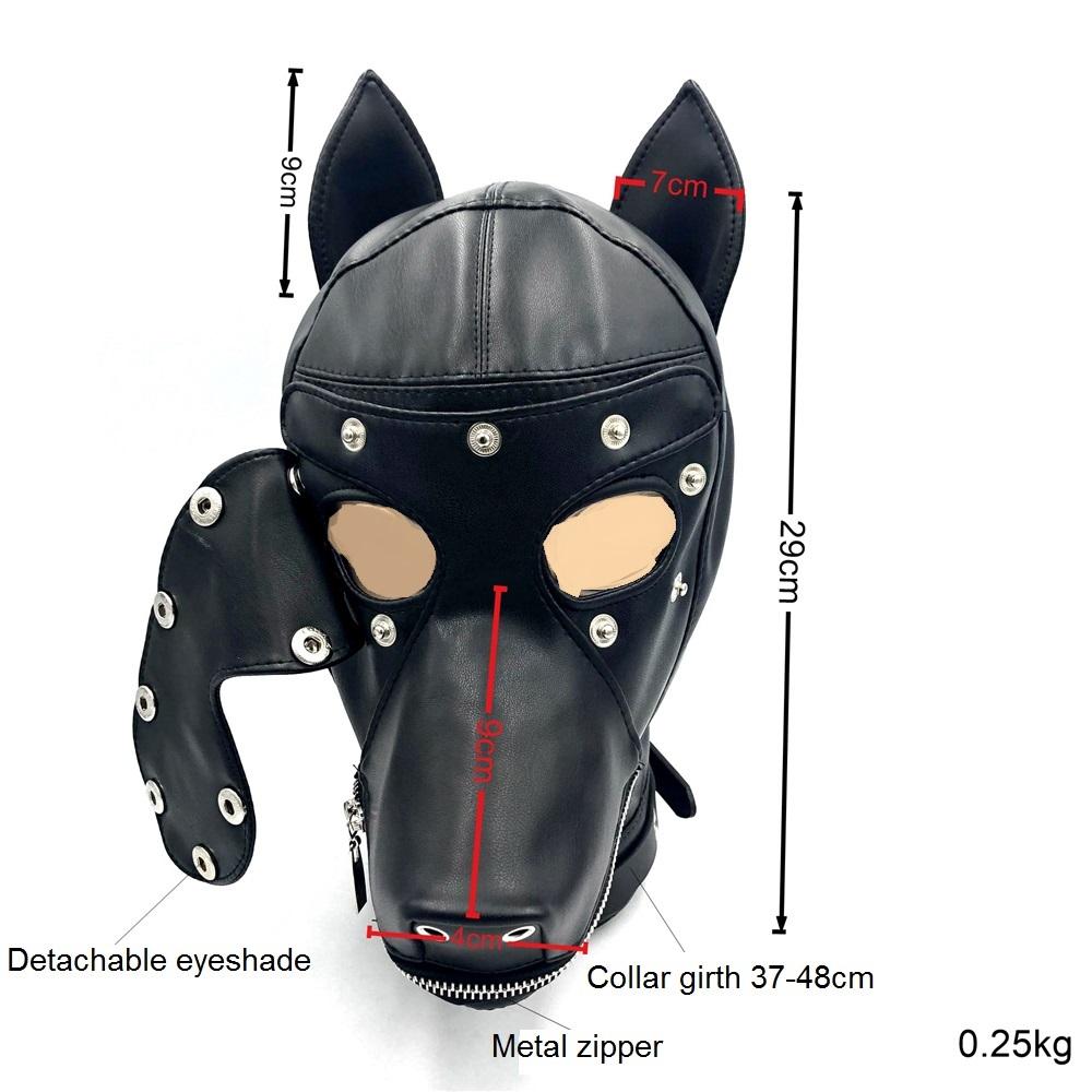Горячий Мягкий Кожаный Бандажный Капюшон с Головой Собаки Маска для Лица Съемная Повязка на Глаза Взрослый Раб BDSM Игрушка для Секса в Постели 4 Цвета