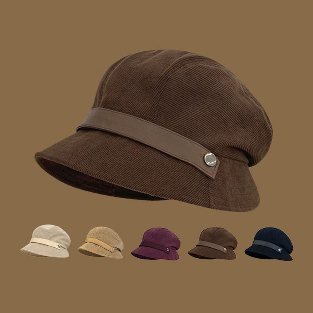 Solid Color Fisherman Cap Corduroy Basin Hat Casual Bucket Hat Autumn Winter