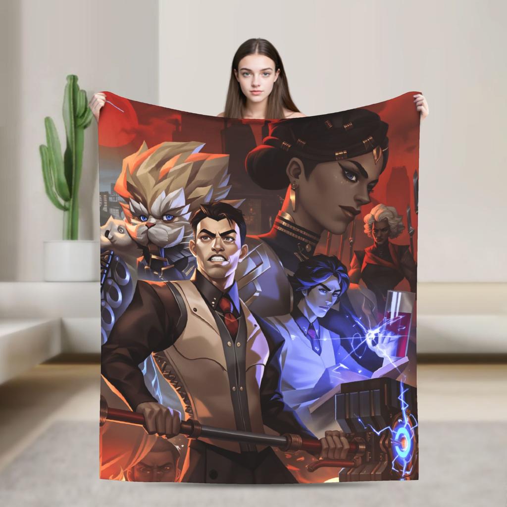 Arcane Flannel Blanket Viktor Game Anime Jinx Jayce Jesus Sevika Soft Warm Throw Blanket for Bedroom Bedspread Sofa Bed Cover