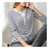 Navava Men STriped BuTTon PoinT SliT Long Sleeve T shirT nT1361