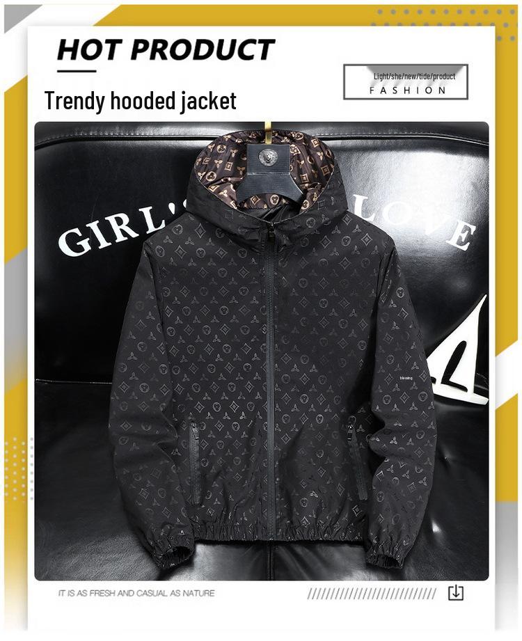 European Style Light Luxury Men's Trendy Casual Jacket - Spring/Autumn 2024, Long Sleeve Printed Top