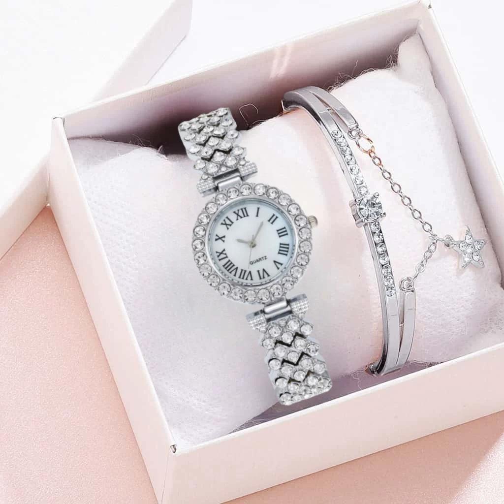 Mom Mother's Day gift light luxury diamond-encrusted watch bracelet set gift box 2026 new fashion luxury women's watch
