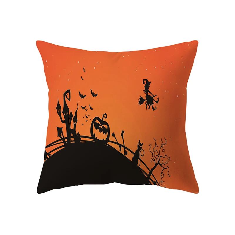 Halloween Horror Pumpkin Print Pattern Cushion Cover Home Living Room Sofa Decoration Square Pillow
