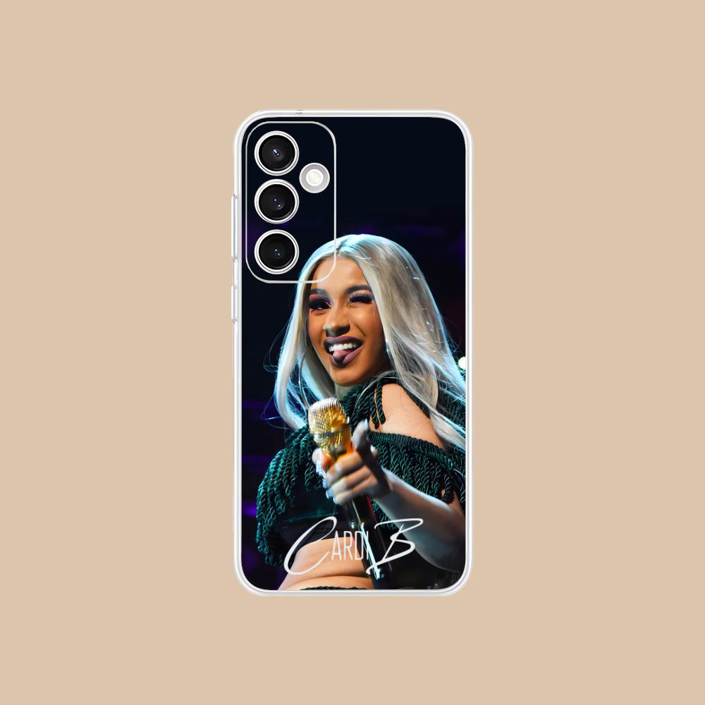 Прозрачный чехол для мобильного телефона Cardi B для Samsung Galaxy S25 S24 S23 S22 S21Plus FE Ultra Цветная обложка