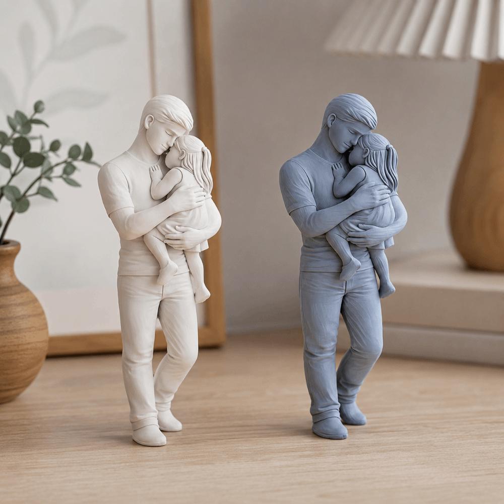 3D Printed Father and Girl Statues Standing Nordic-Style Ornaments Father's Day