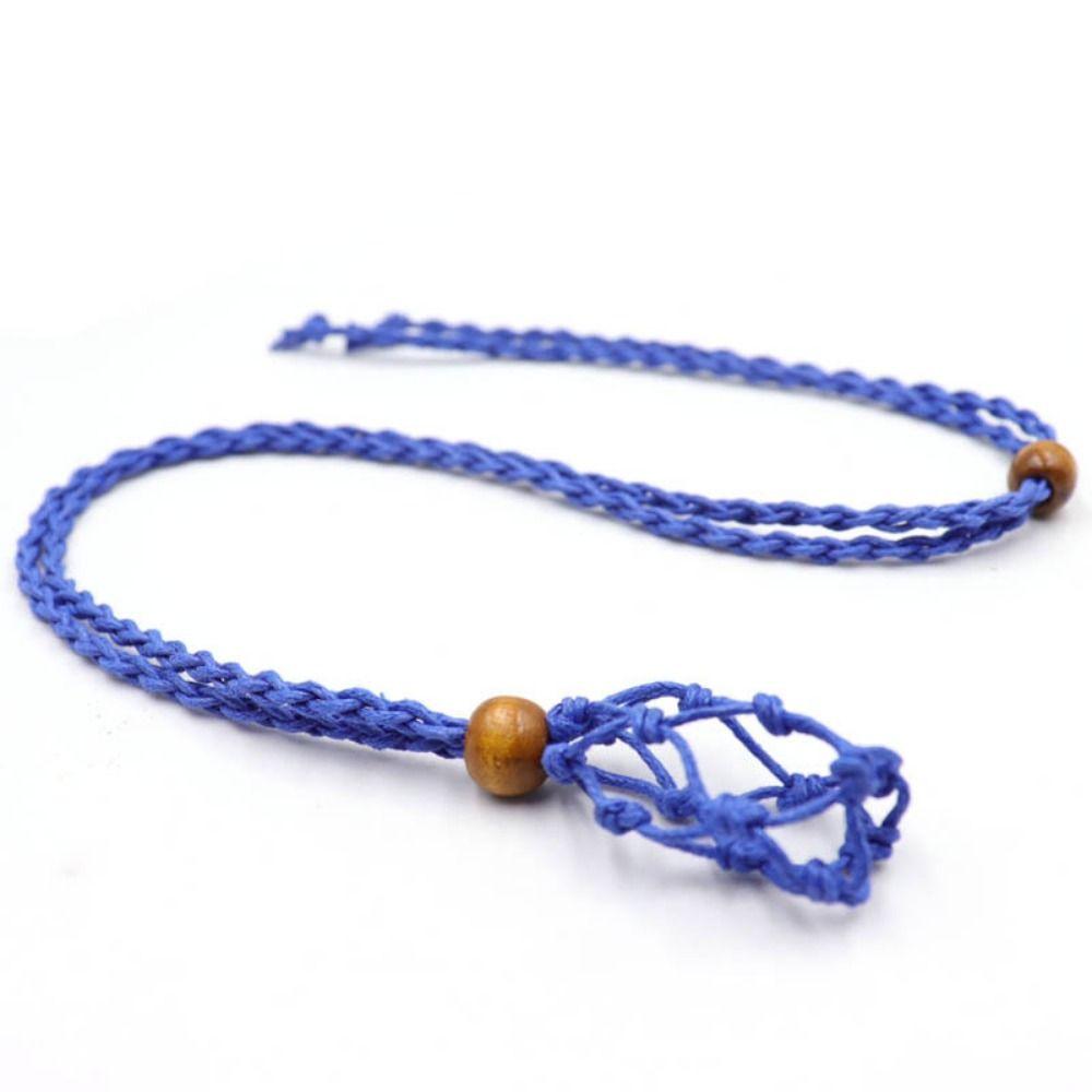 Retro style Braided Necklace Handmade Crystal Stone Pendant Necklace Net bag necklace Gifts