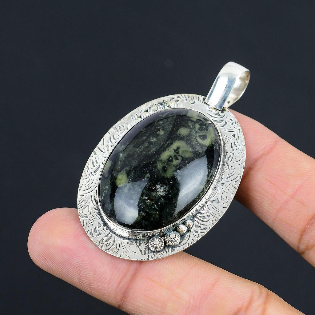 Womens day Deal Oval Kambaba Jasper Gemstone 925 Silver Daughter Wedding Pendant