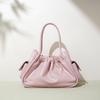 New Simple Solid Color Bucket Bag Pleated Glossy Light Luxury Fashion Shoulder Messenger Bag Women