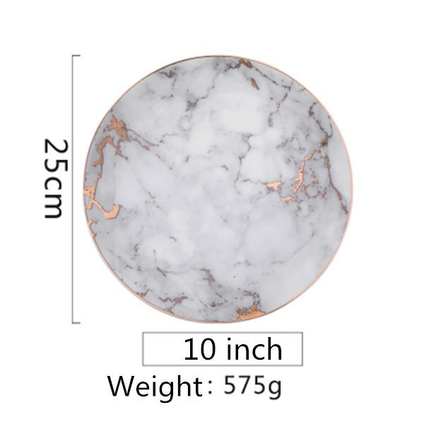 Мраморные тарелки в европейском стиле Керамическая посуда Золотая инкрустация Фарфоровая десертная тарелка Стейк Салат Закуска Торт Тарелки Посуда