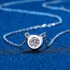 100% Moissanite Dimond 0.5ct 1.0ct D Color Round Necklace 925 Sterling Silver Necklace Exquisite Fine Jewelry For Women'S Gifts