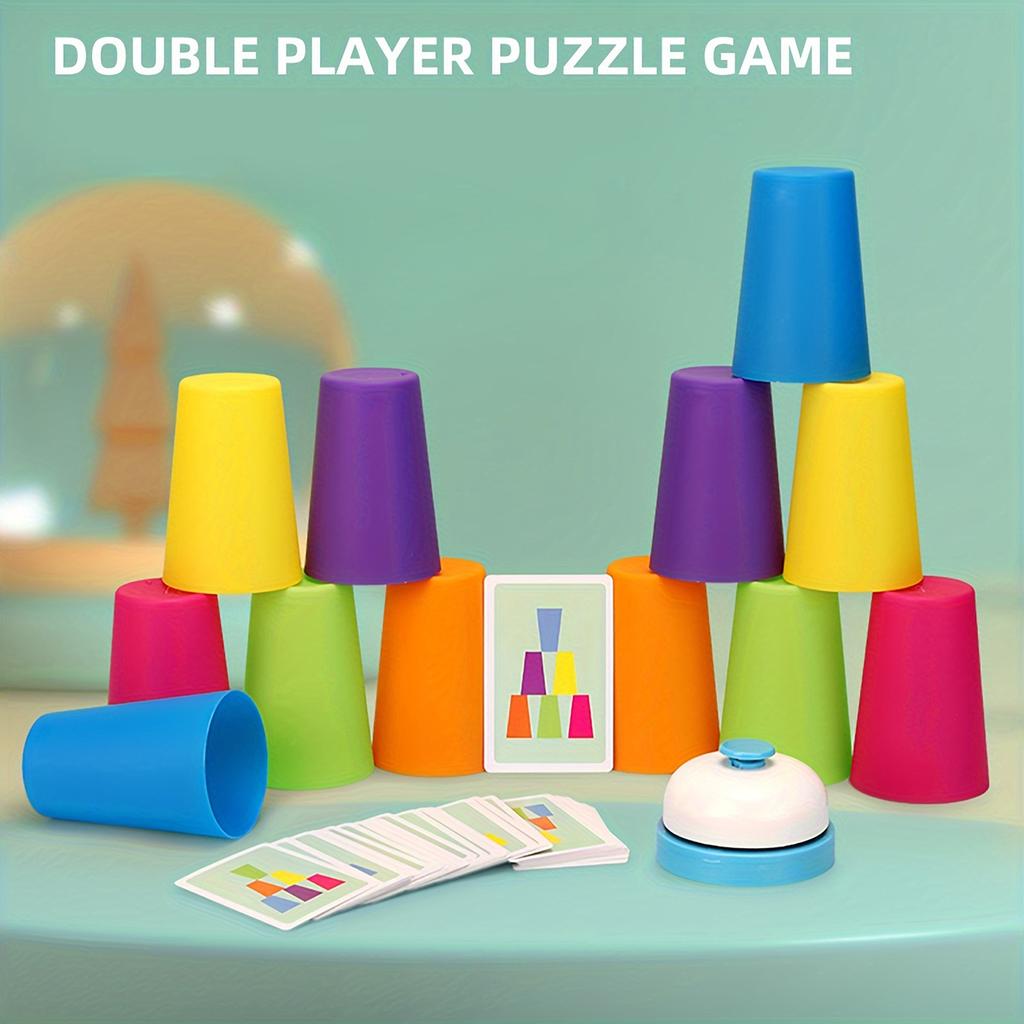 12 шт. Штабелируемые стаканы хлопающий колокольчик карточка детская тренировка скорости быстрой укладки быстрая реакция развивающая игрушка для детей подарок